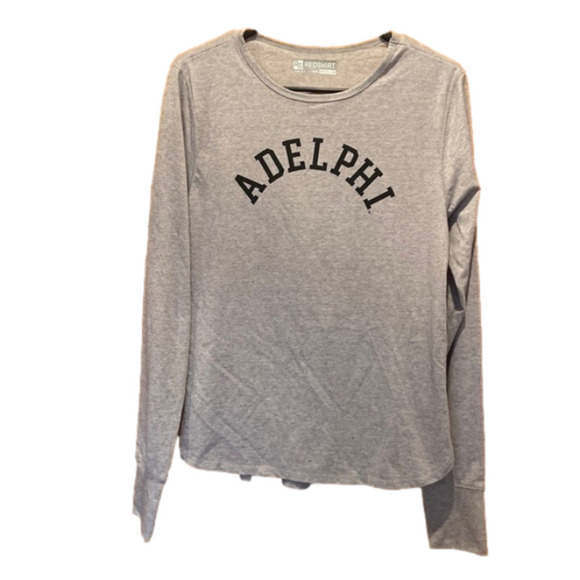 𝅺Adelphi University Long Sleeve T-Shirt Grey Size Medium - Picture 1 of 3